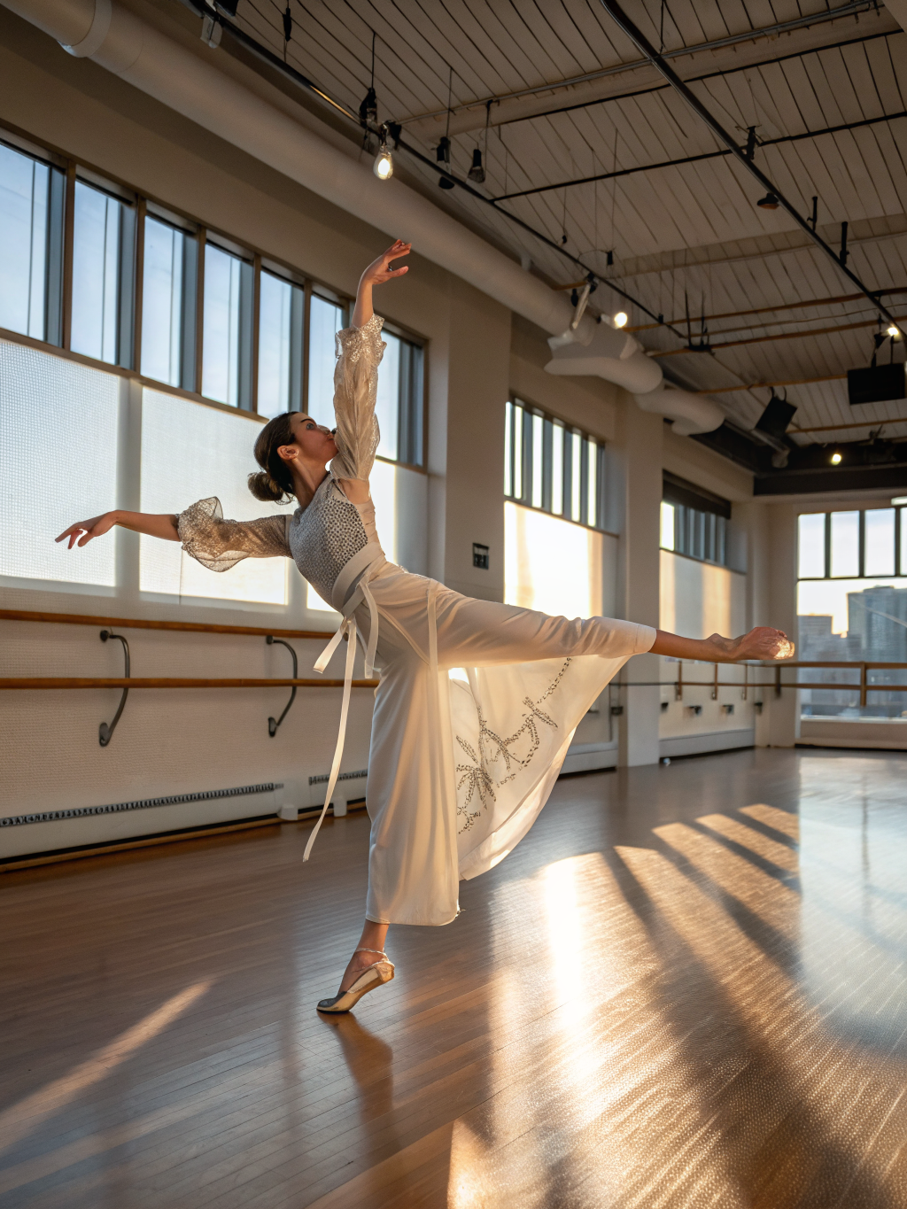 Danseuse contemporaine en mouvement fluide